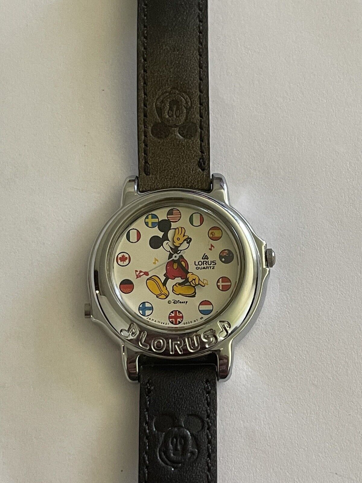 Vintage 1990 Musical Mickey Mouse Watch Lorus by Seiko Plays It's A Small World