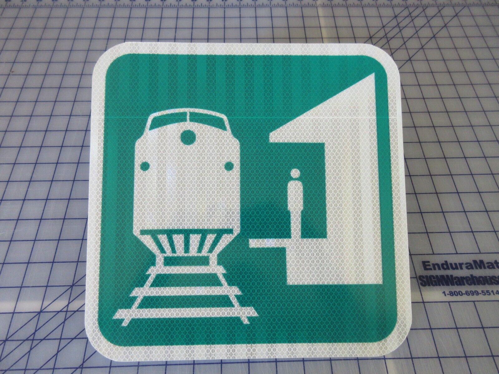 Train Station Reflective Road Sign 12 x 12
