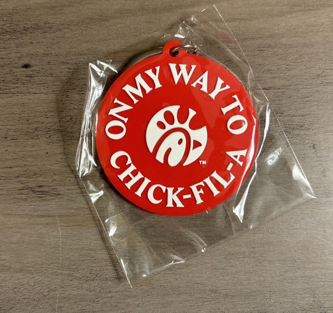 OFFICIAL CHICK-FIL-A PROMO KEYCHAIN On My Way To Chick Fil A CFA LOGO RED NEW