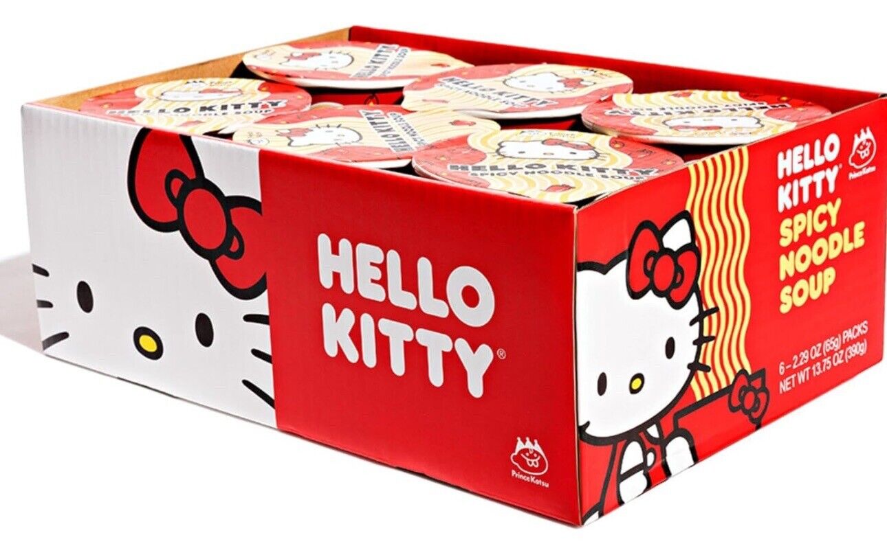 Hello Kitty SPICY Noodle Soup 6 Pack 2.29 oz (65g) Net Wt. 13.75 oz