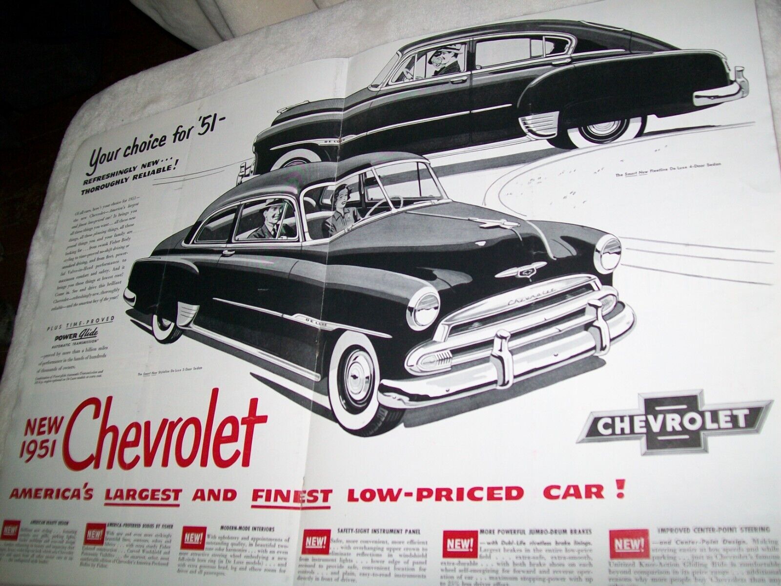 1951 Chevy Fleetline Styleline centerfold ad- complete Feb 1951 Friends Magazine