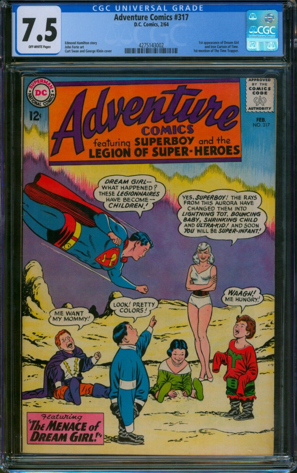 ADVENTURE COMICS #317 ⭐ CGC 7.5 ⭐ 1st App of Dream Girl Silver Age DC Comic 1964