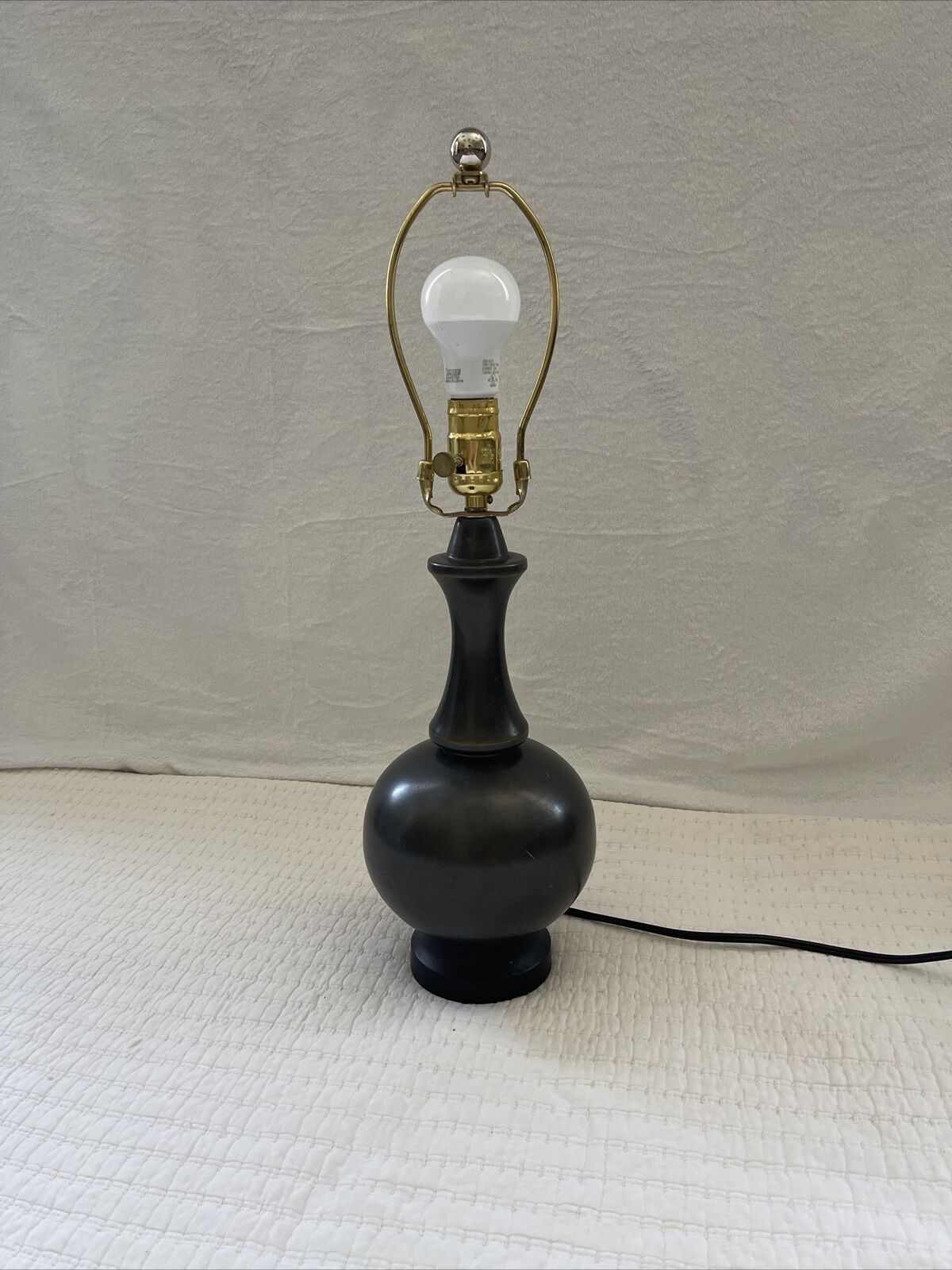 Stiffel Mid Century MCM Ball Orb Contemporary Table Lamp Works Black Brown Metal