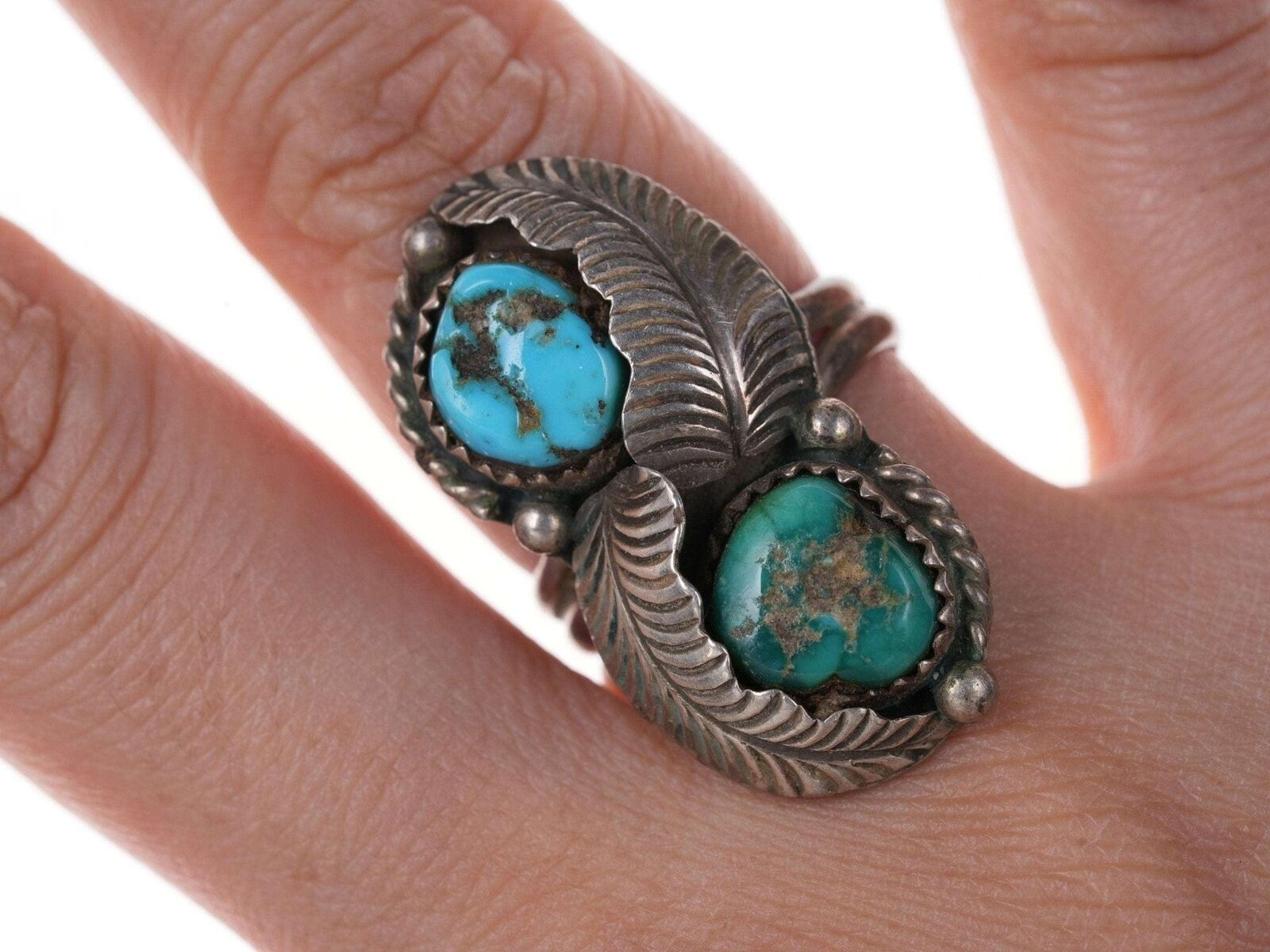 sz6.75 Vintage Navajo Sterling silver turquoise ring
