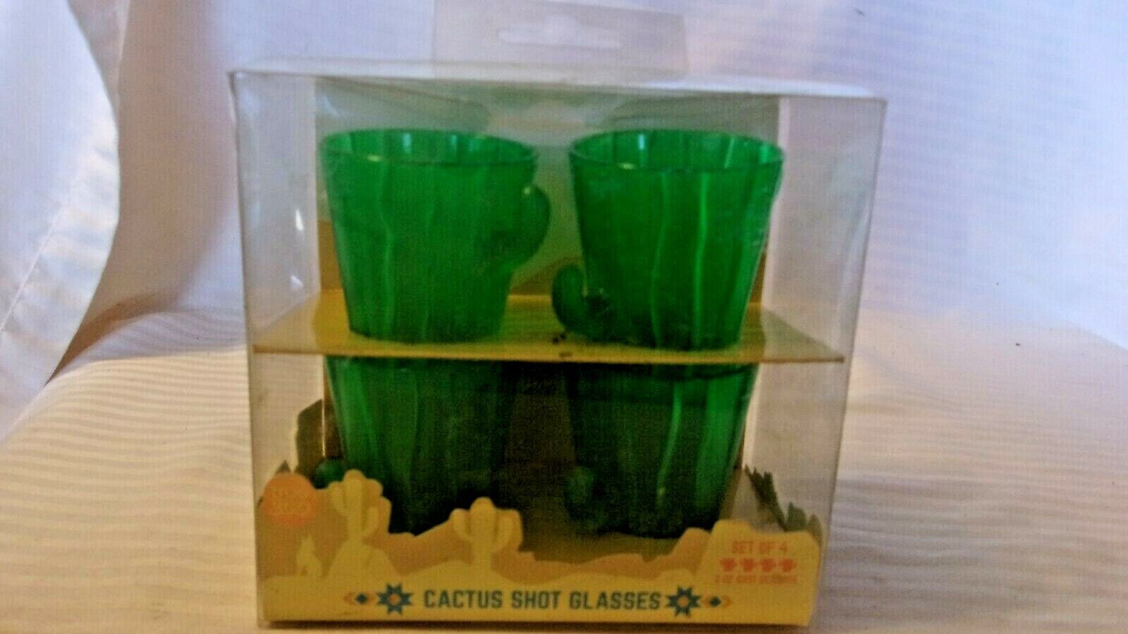 Set of 4 Green Cactus Shot Glasses, Plastic from True Zoo, BNIP