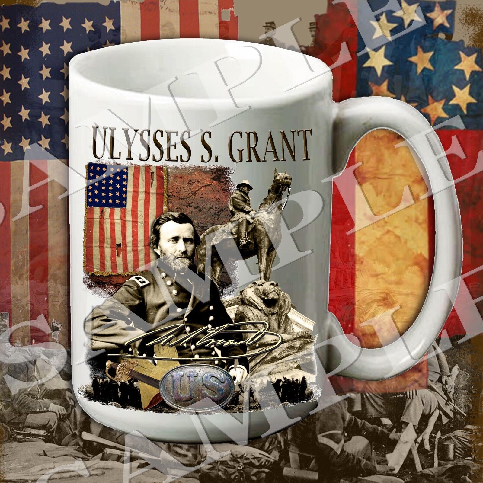 Ulysses S. Grant Signature Series 15-ounce American Civil War themed coffee mug