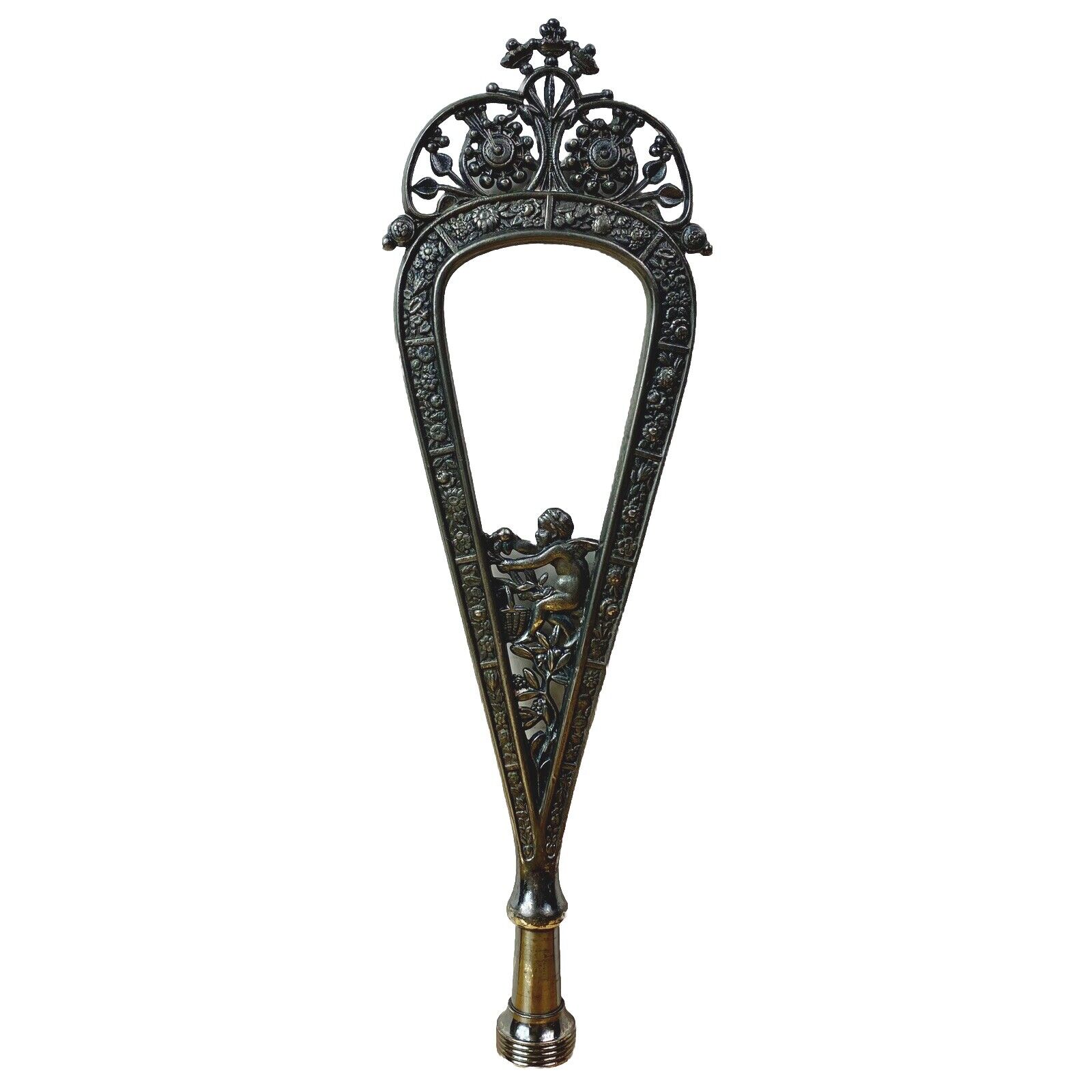 Antique Victorian Style Silver Plated Lamp Finial Cherub Angel Decorative RARE