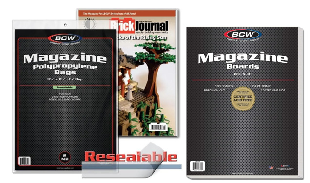 25 BCW Magazine Bags And Boards Resealable Acid Free - Archival