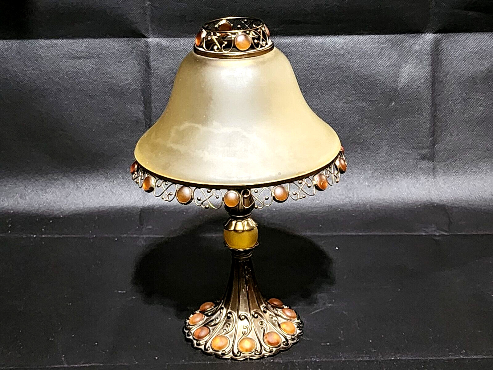 Vintage PartyLite PARIS RETRO Metal Tealight Candle Holder Lamp With Glass Shade