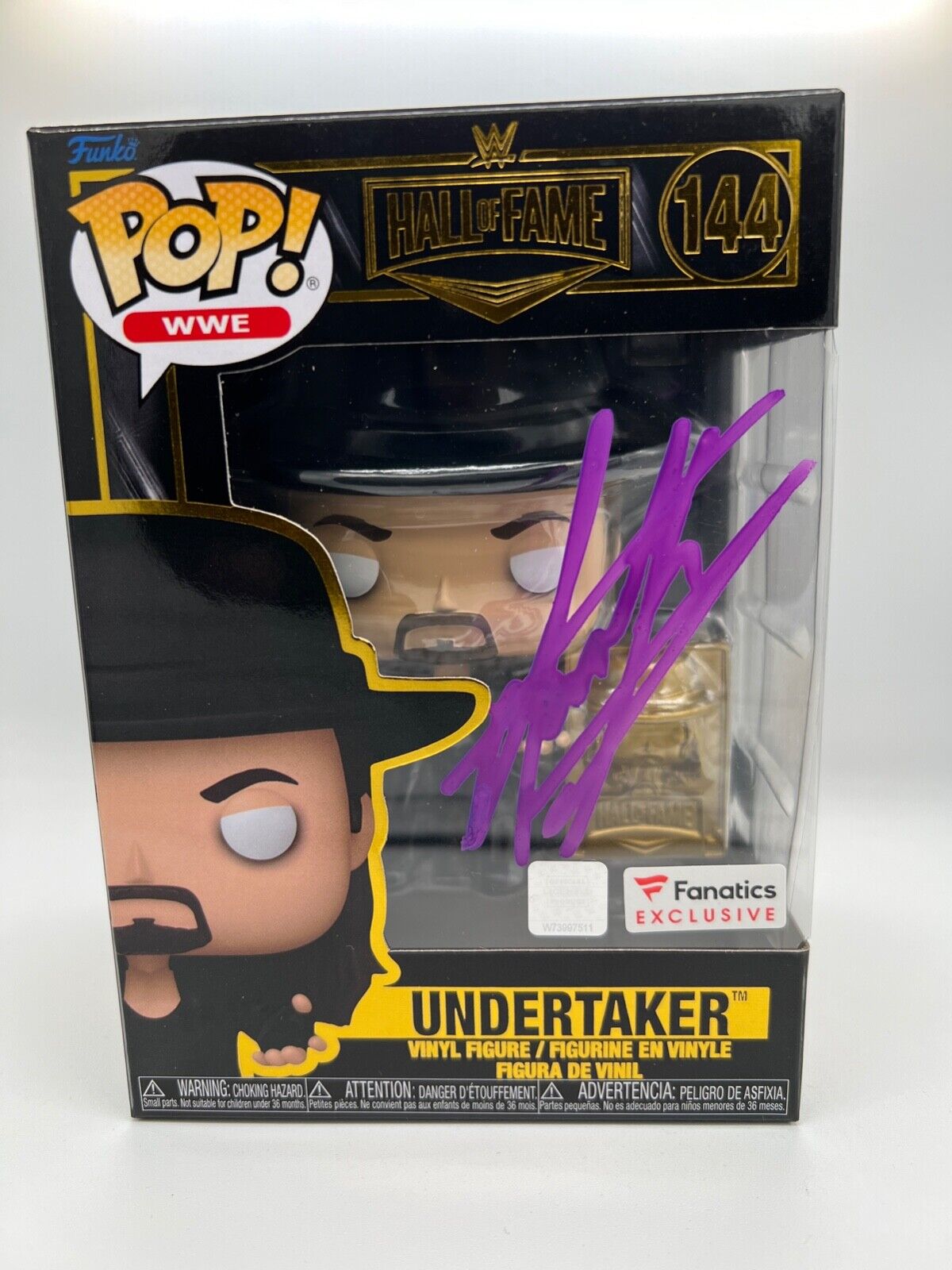 SIGNED Funko Pop WWE Hall of Fame - UNDERTAKER #144 COA AUTHENTICATED
