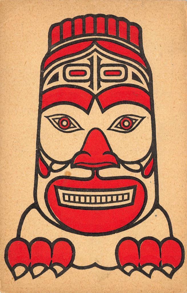 SEATTLE GOLDEN POTLATCH Native American Totem Pole Poster-Style 1912 WA Postcard
