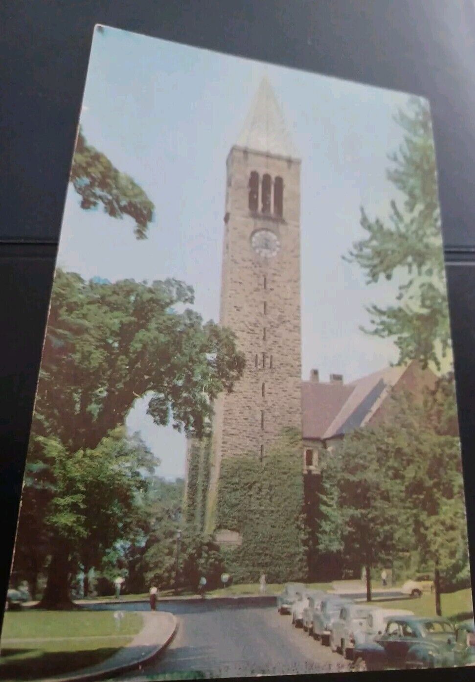 Cornell University Library Tower OLD CARS 1954 COLOR Ships FREE