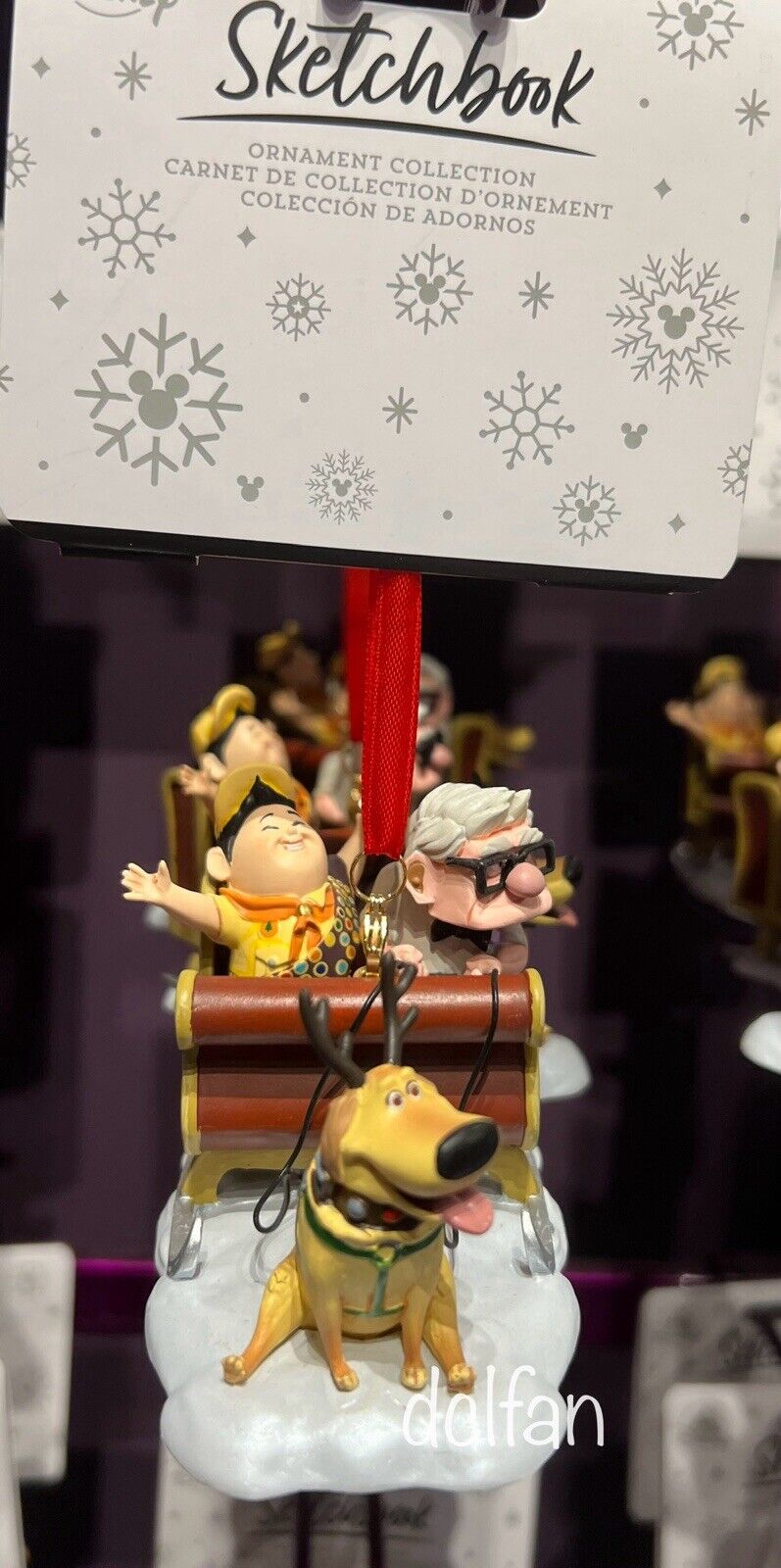 2024 Disney Parks Pixar Up Christmas Ornament Russell Carl Sleigh Dug Reindeer
