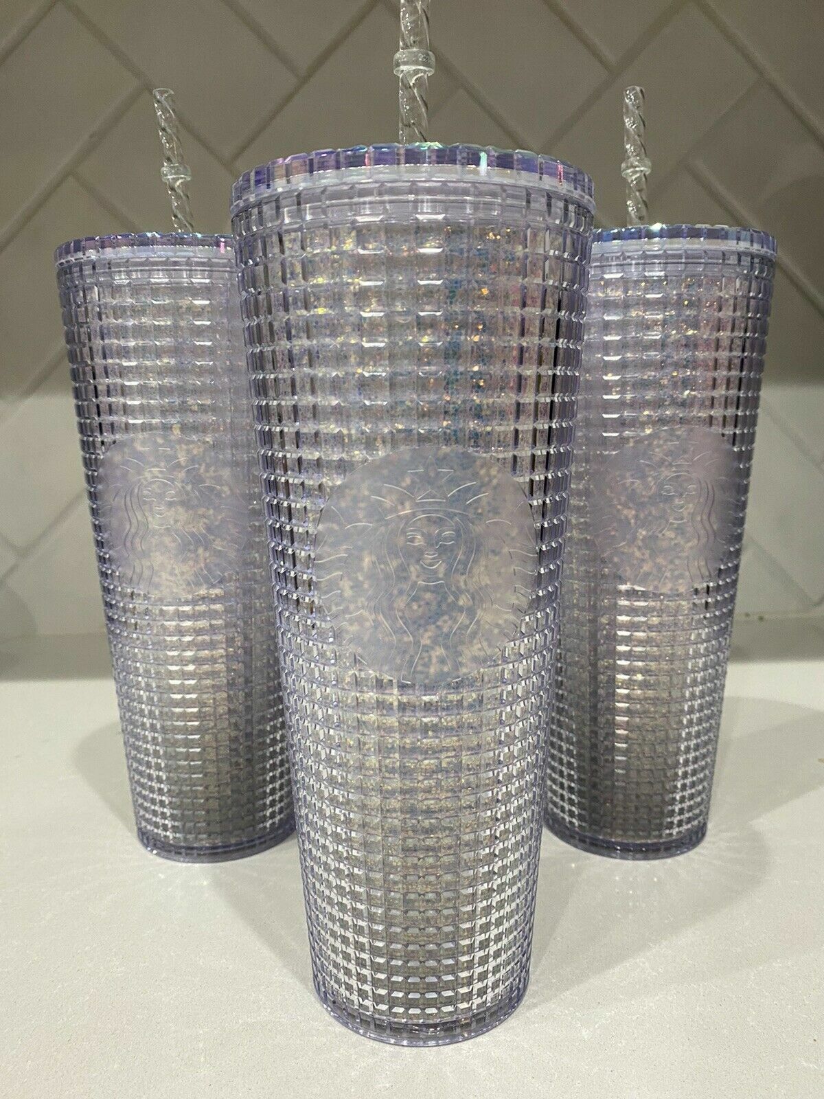 Starbucks  2021 Space Glitter Grid Studded Tumbler Cold Cup 710ml 24oz