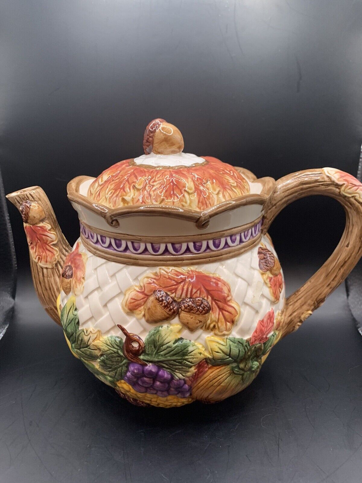 Fitz and Floyd/Omnibus Harvest Time Teapot 7\