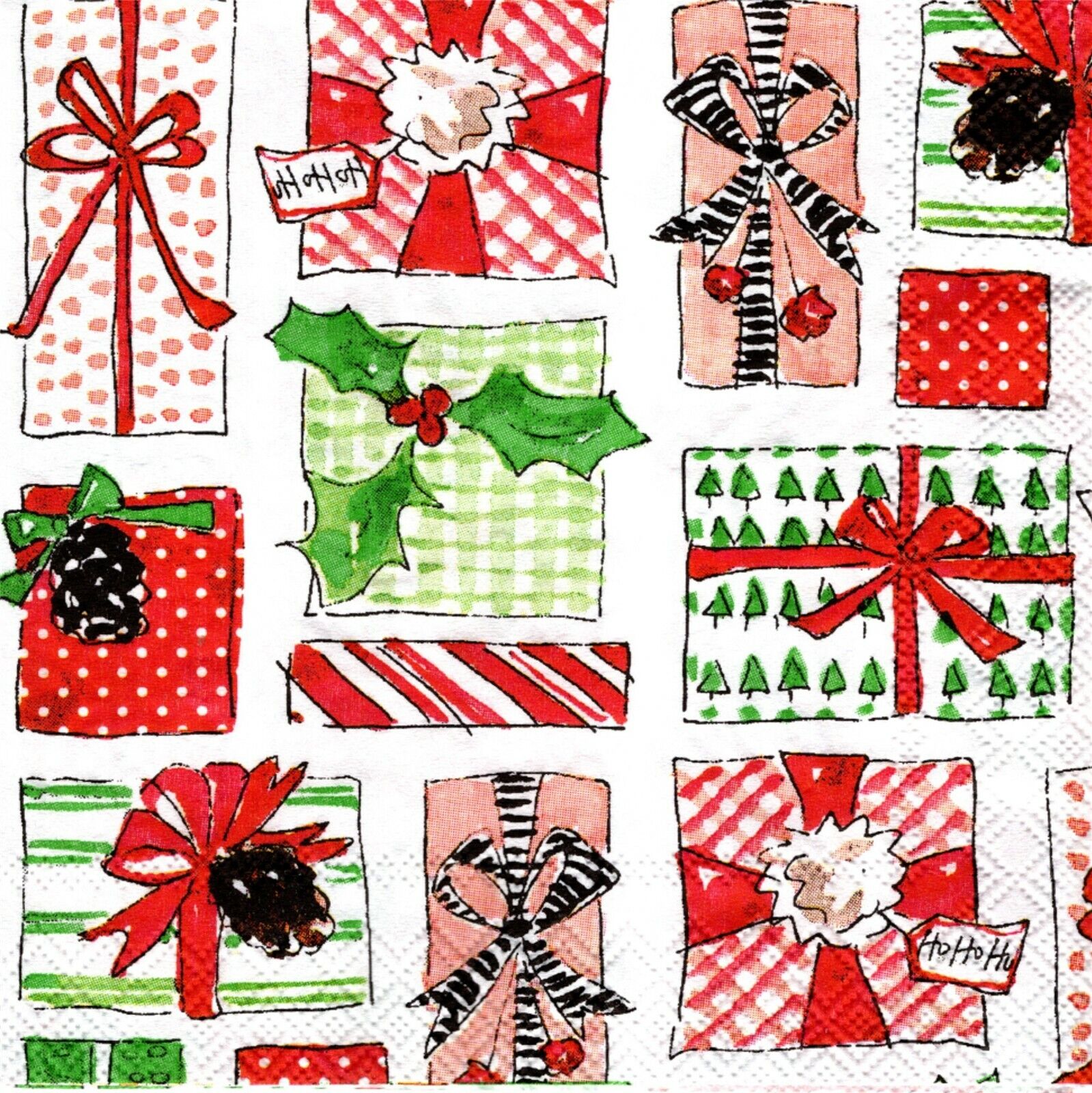 (2) Paper Beverage Napkins for Decoupage/Mixed Media - Christmas Gifts