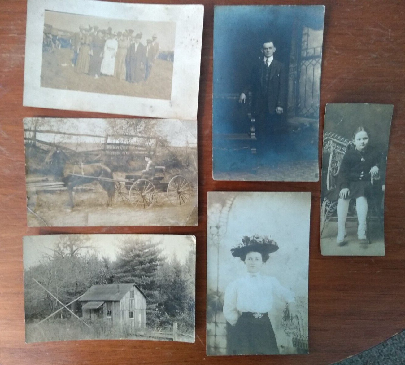 6 antique picture photo postcards 1910s WWI era Rural Life real people 1917 Lot