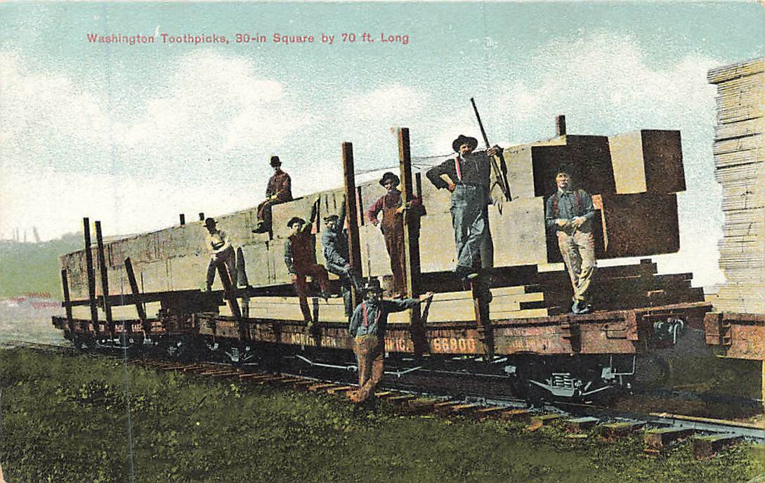 Washington Toothpicks Lumberjacks 70 Ft Long On Train Sprouse c1910 P164
