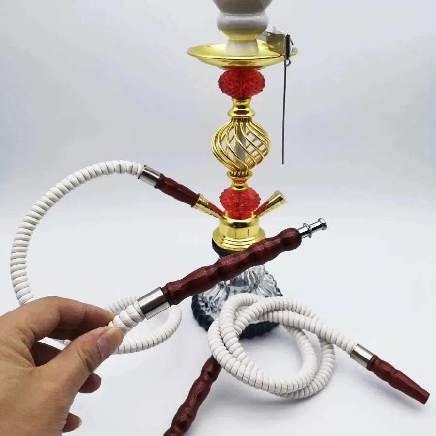 Arabian 13in Imported Hookah Set Double Two Hose Ceramic Bowl Glass Water Pipe 