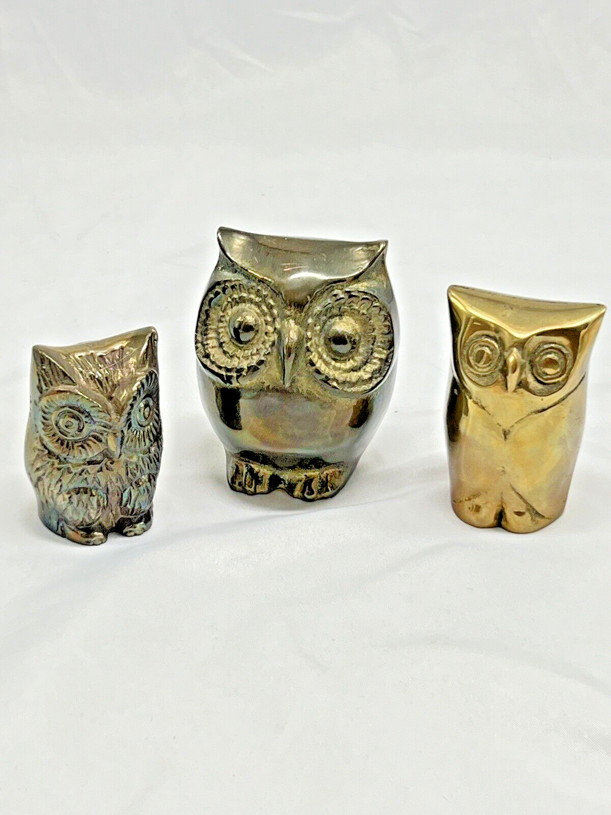 Vintage Lot of 3 Brass Owls Amsterdam & Germany 1970's - 80's SIGNED