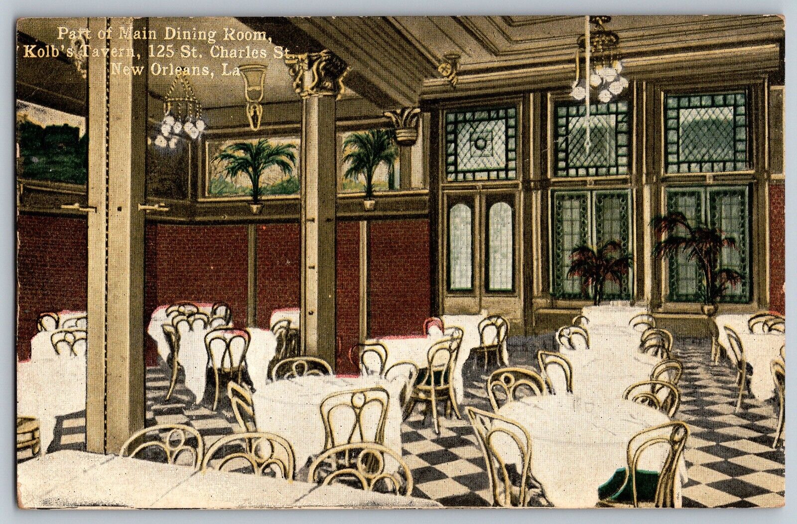 New Orleans, LA - Dining Room at Kolb\'s Tavern Restaurant - Vintage Postcard