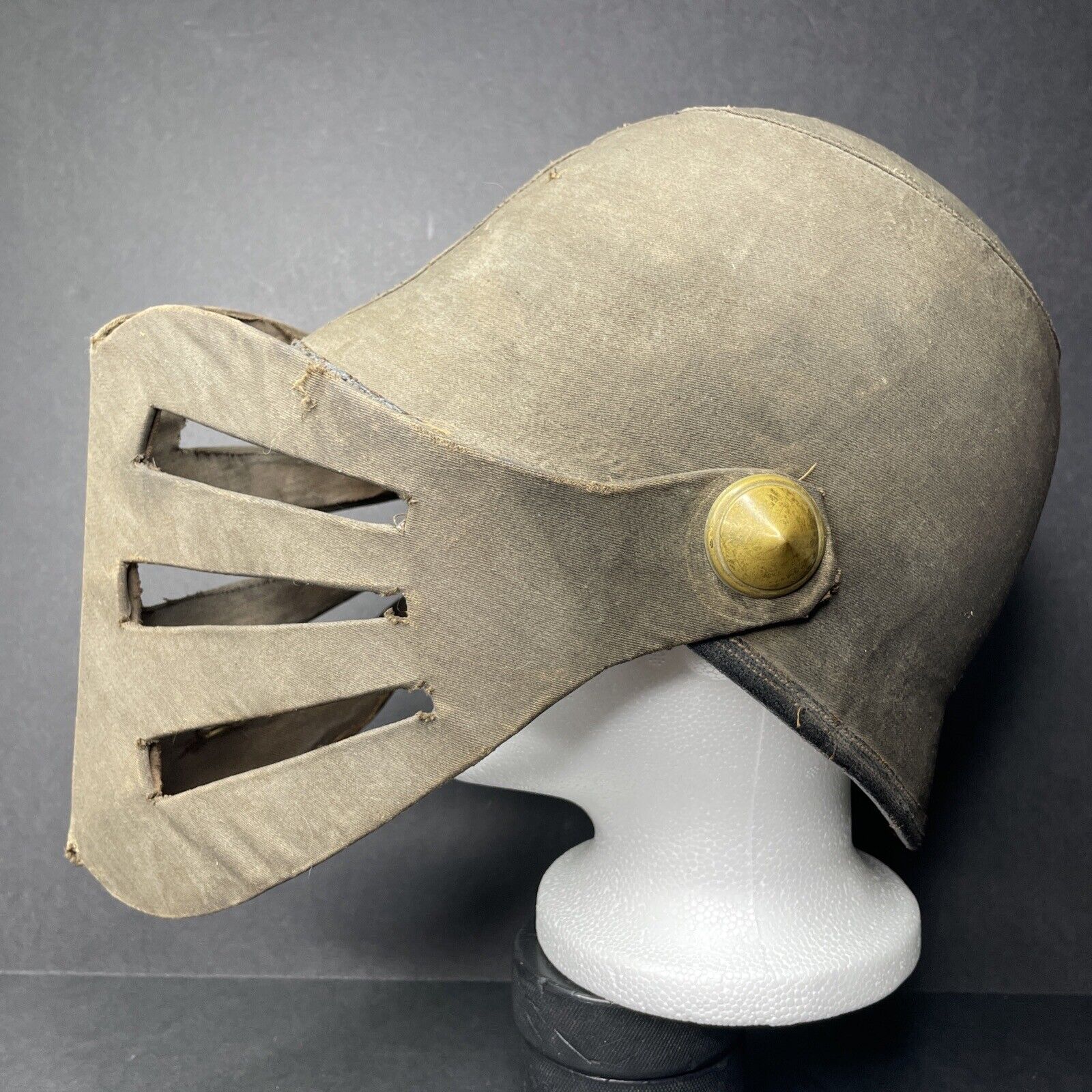 Antique 1880s Sacrificial Headsman Canvas Helmet Hat IOOF Odd Fellows Order RARE