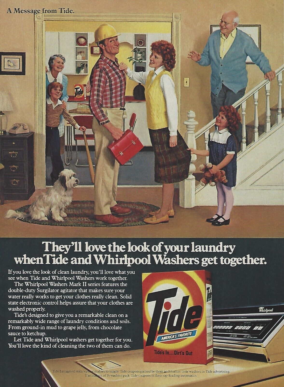 1983 Tide Laundry Detergent Whirlpool Washing Machine vtg Print Ad Advertisement