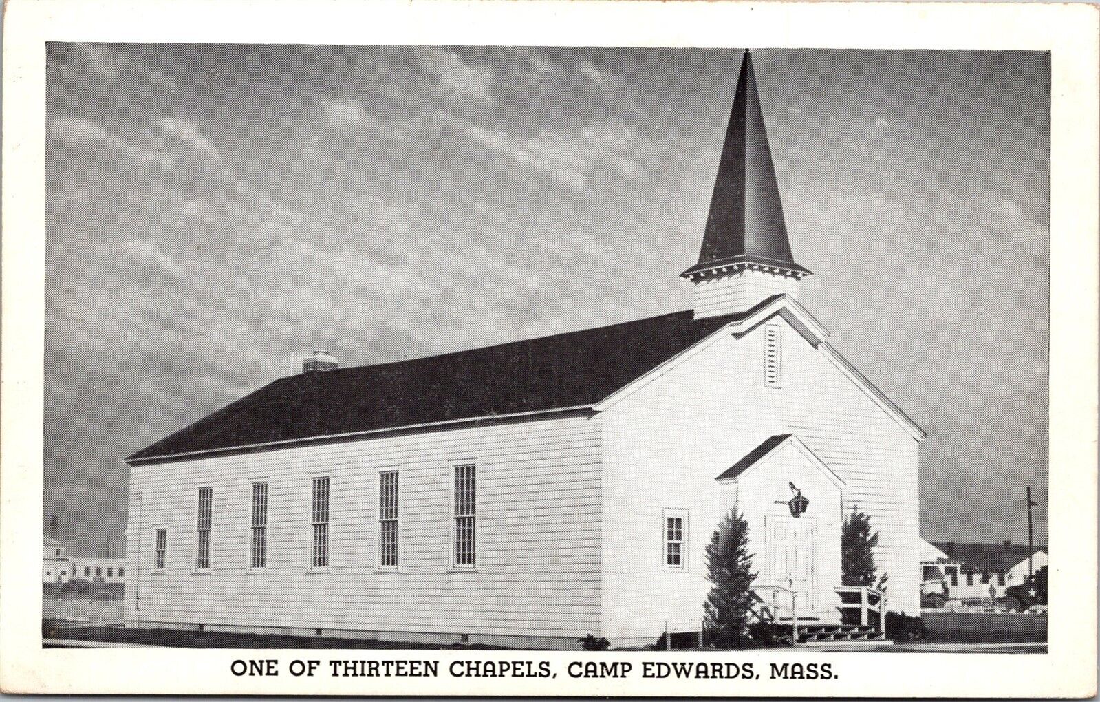 Camp Edwards Massachusetts MA One of Thirteen Chapels 1940s WWII Era Postcard