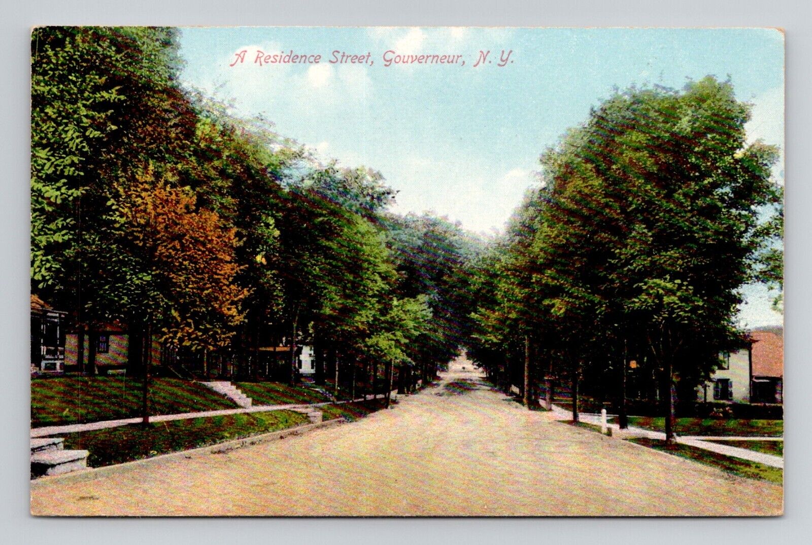 Postcard Residential Street in Gouverneur New York NY, Antique K20