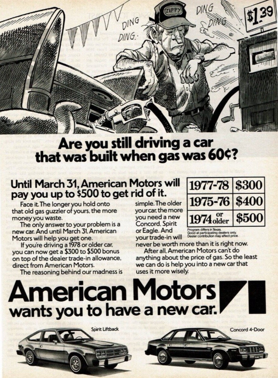 1982 Vintage Print Ad American Motos wants you to have a new car Spirit Liftback