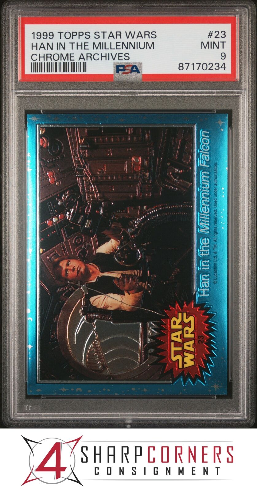 1999 TOPPS CHROME STAR WARS ARCHIVES #23 HAN IN THE FALCON PSA 9 N3929600-234
