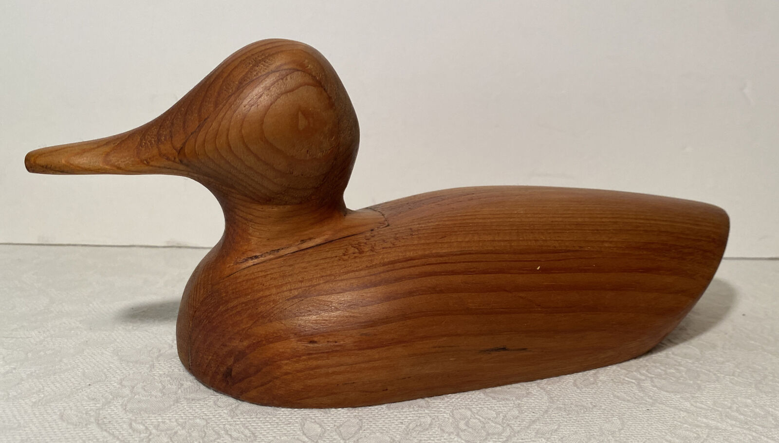 Hand Carved Unpainted Wooden Duck Decoy Wood