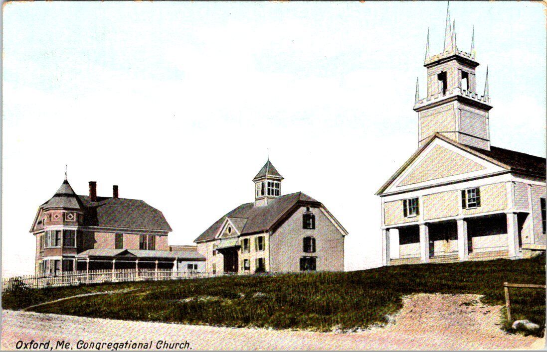 1911, Congregational Church, OXFORD, Maine Postcard - Hugh C. Leighton