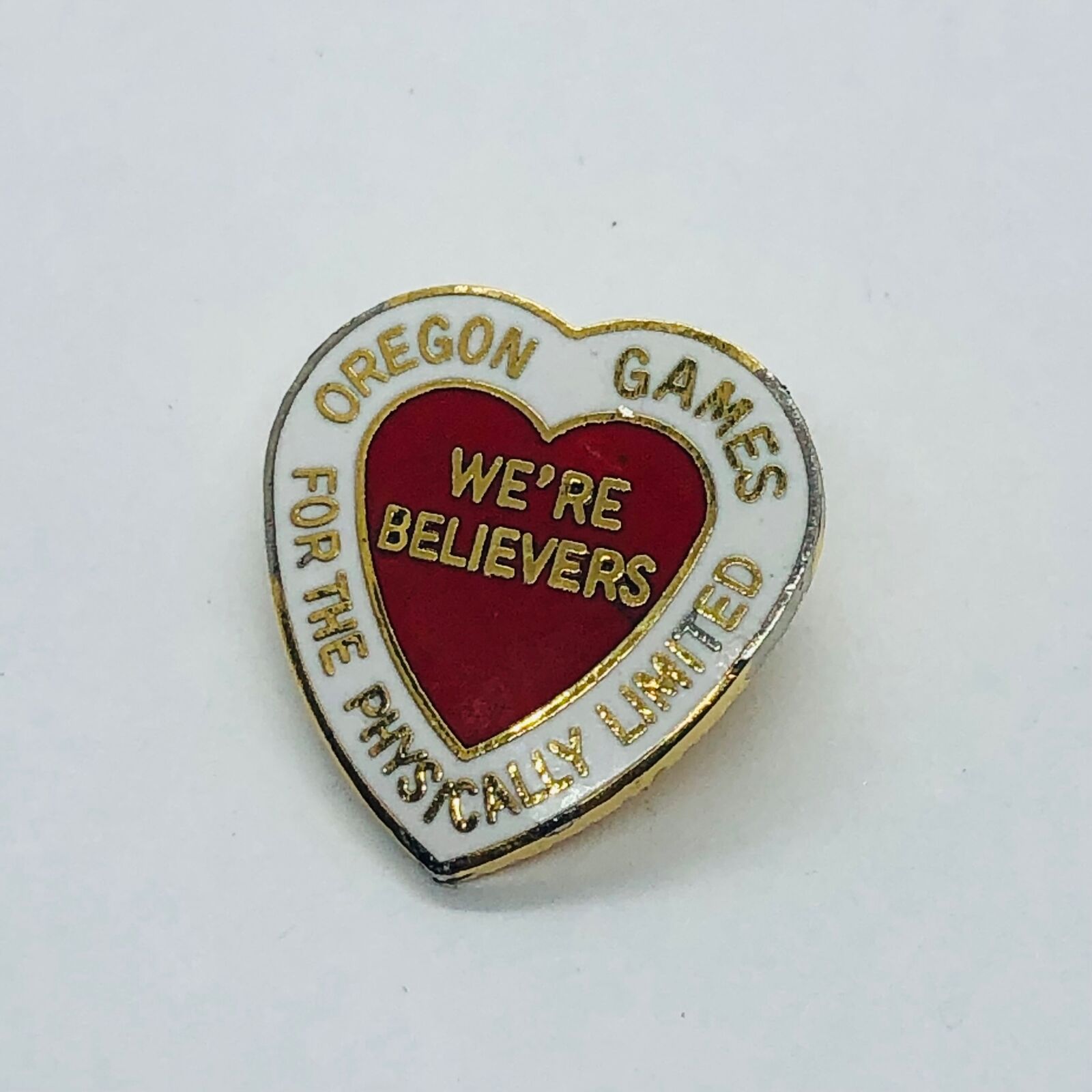 Vtg Oregon Games for Physically Limited Disabled Heart Lapel Pin Brooch