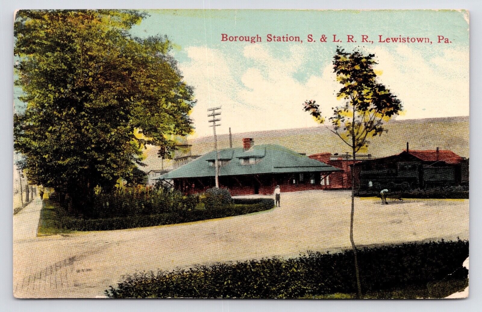 c1908~Sunbury and Lewistown Railroad Station~PRR~Pennsylvania~Antique Postcard