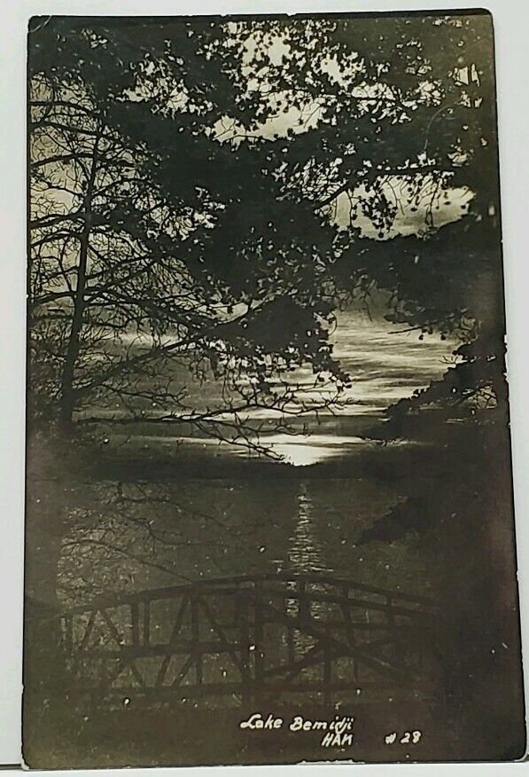 Lake Bemidji 1914 Arago Minnesota to Chautauqua NY RPPC Real Photo Postcard J4