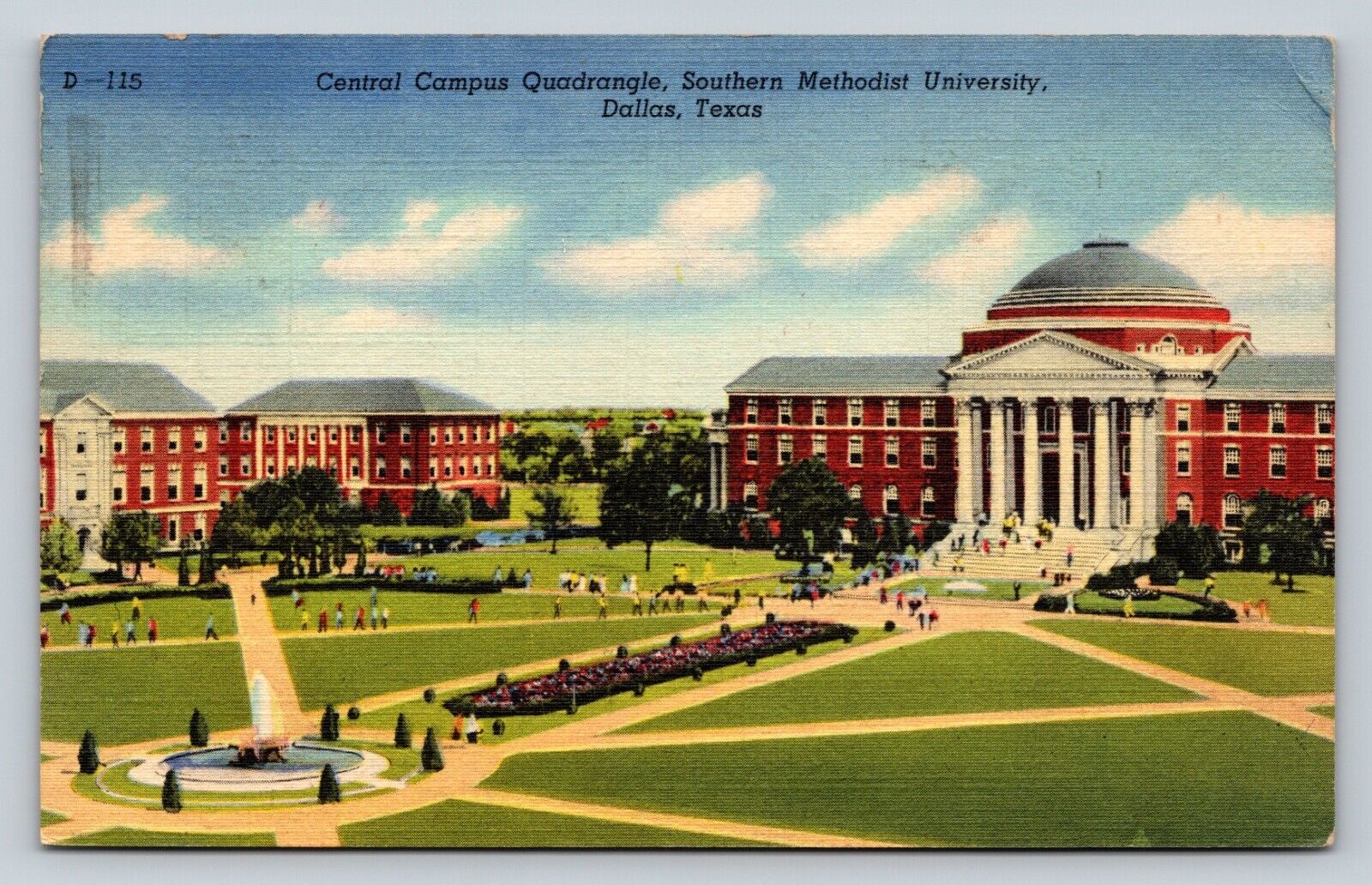 Vintage c1949 Postcard: Dallas Texas Southern Methodist University