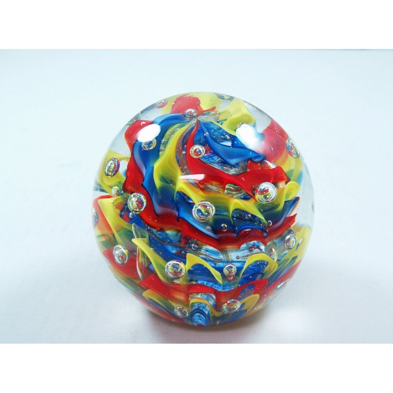 M Design Art Glass XL Colorful Abstract Mutil-Layer Rainbow  Paperweight