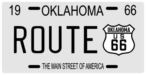 Route 66 Highway 1966 Oklahoma metal License plate