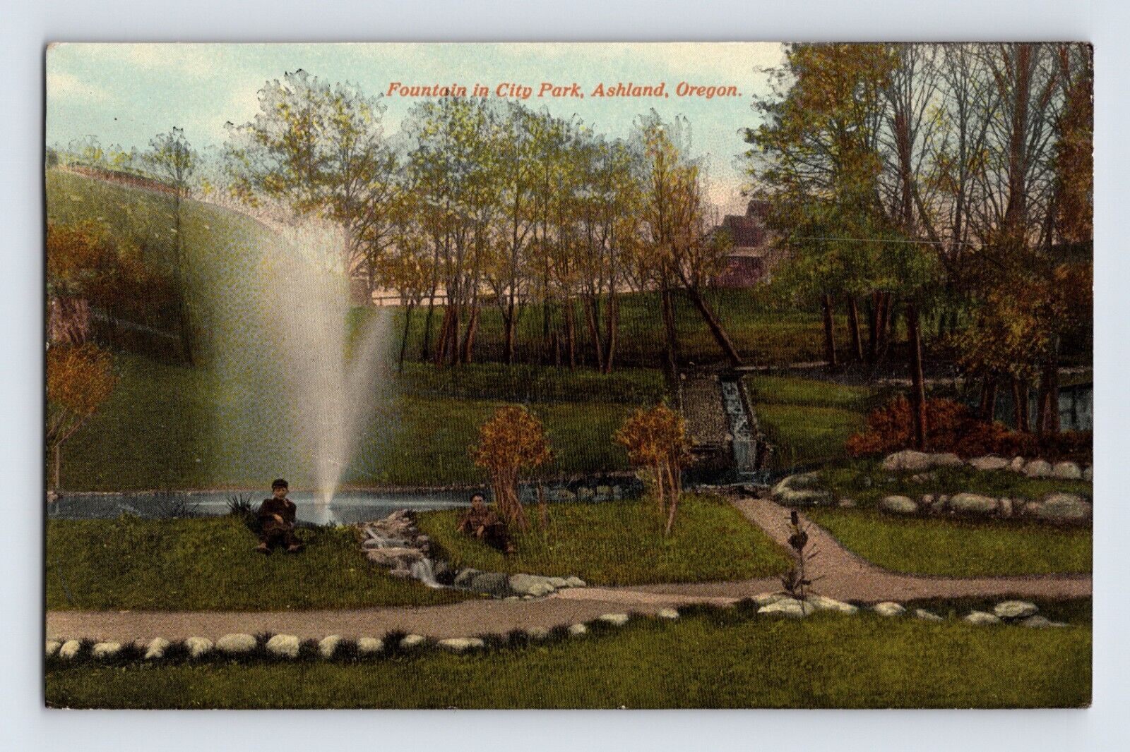 Postcard Oregon Ashland OR City Park Fountain 1910s Unposted Divided Back