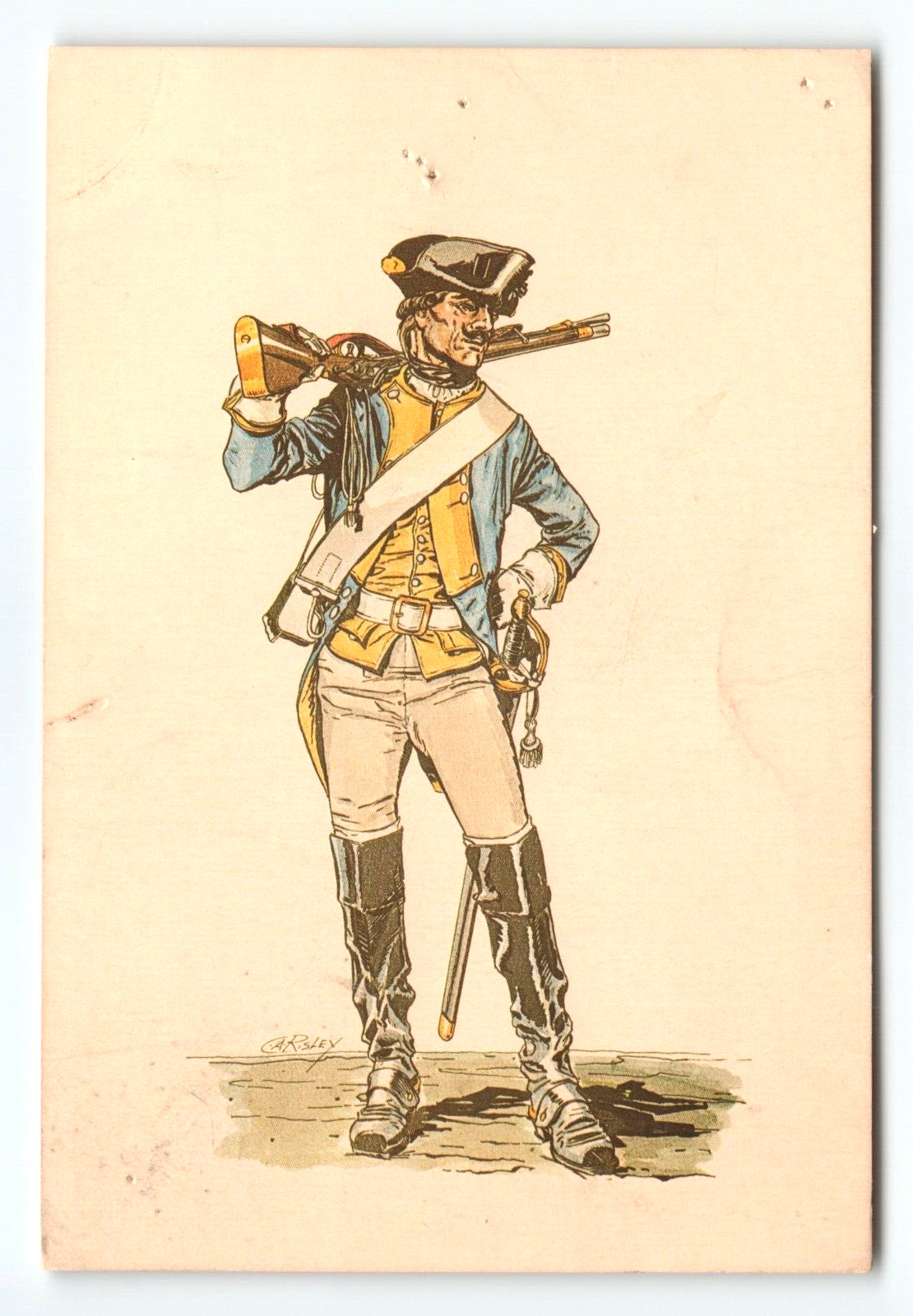 Postcard 4x6 Dragoon Private 1778 Dragooner Regiment Prinz Ludwg Ernst CA Risley