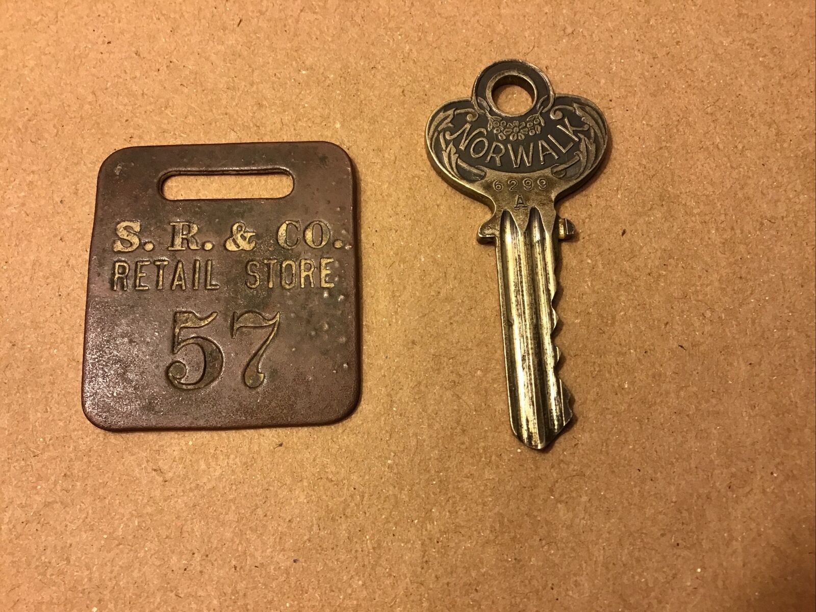 Vintage Sears Roebuck & Co. (S.R.&C.) Retail Store Brass Tag Metal Key Fob