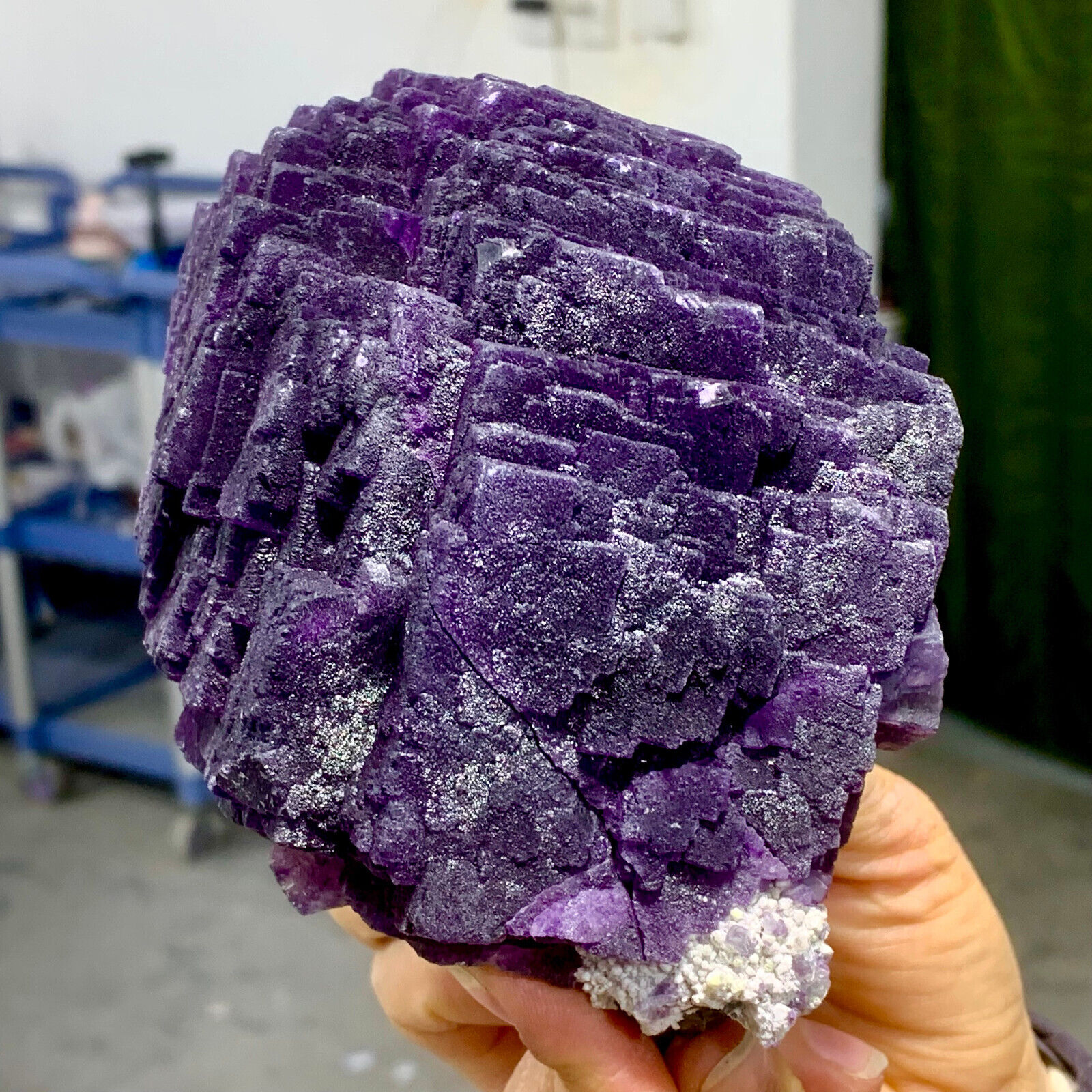 2.84LB Rare Natural purple cubic fluorite mineral crystal sample/China