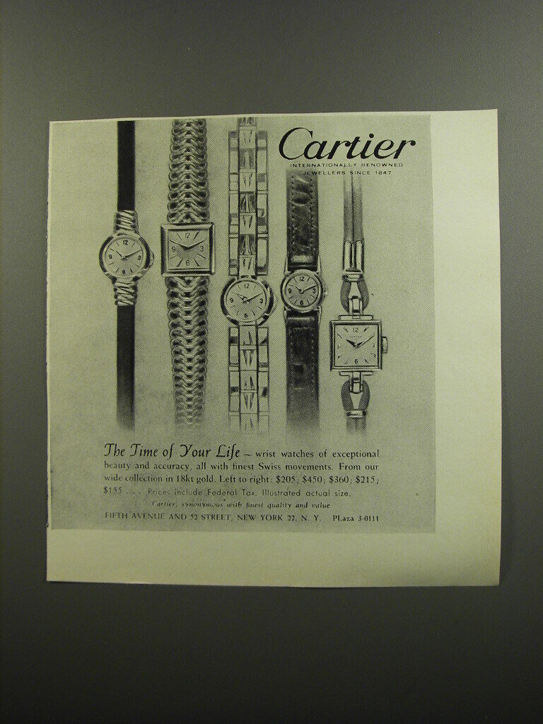 1953 Cartier Watches Ad - The time of your life