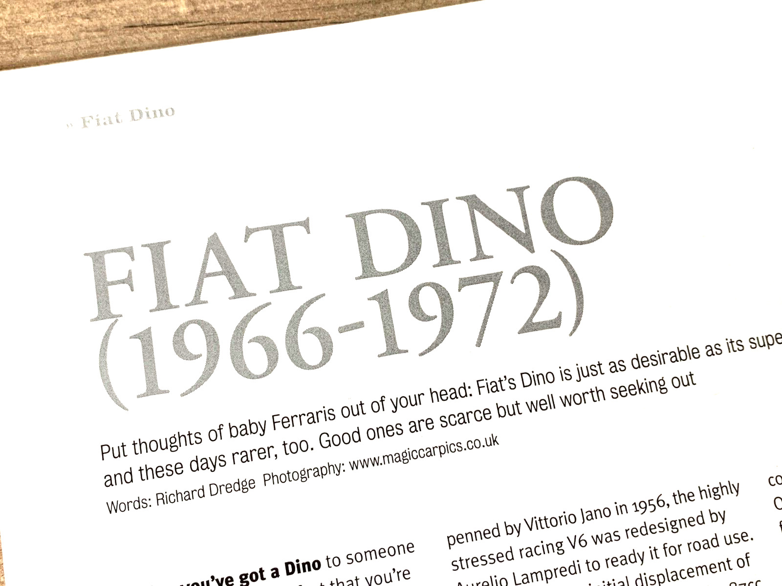 FIAT DINO 1966 - 1972 - ORIGINAL PRESS CAR BUYING BUYERS GUIDE / MODEL REVIEW