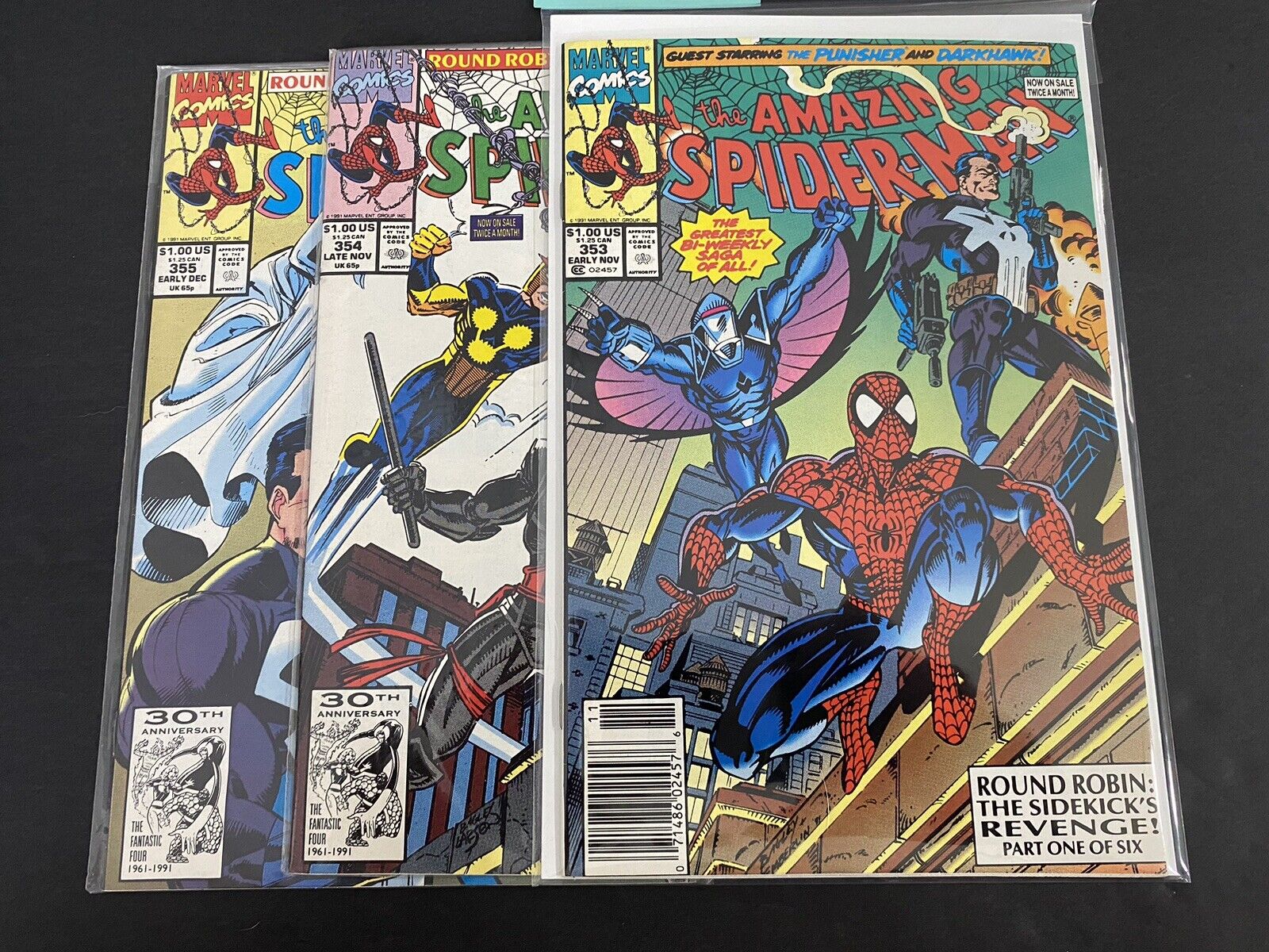Amazing Spider-Man 353-355; Lot/run of 3. Moon Knight, Punisher, Darkhawk. 1991 
