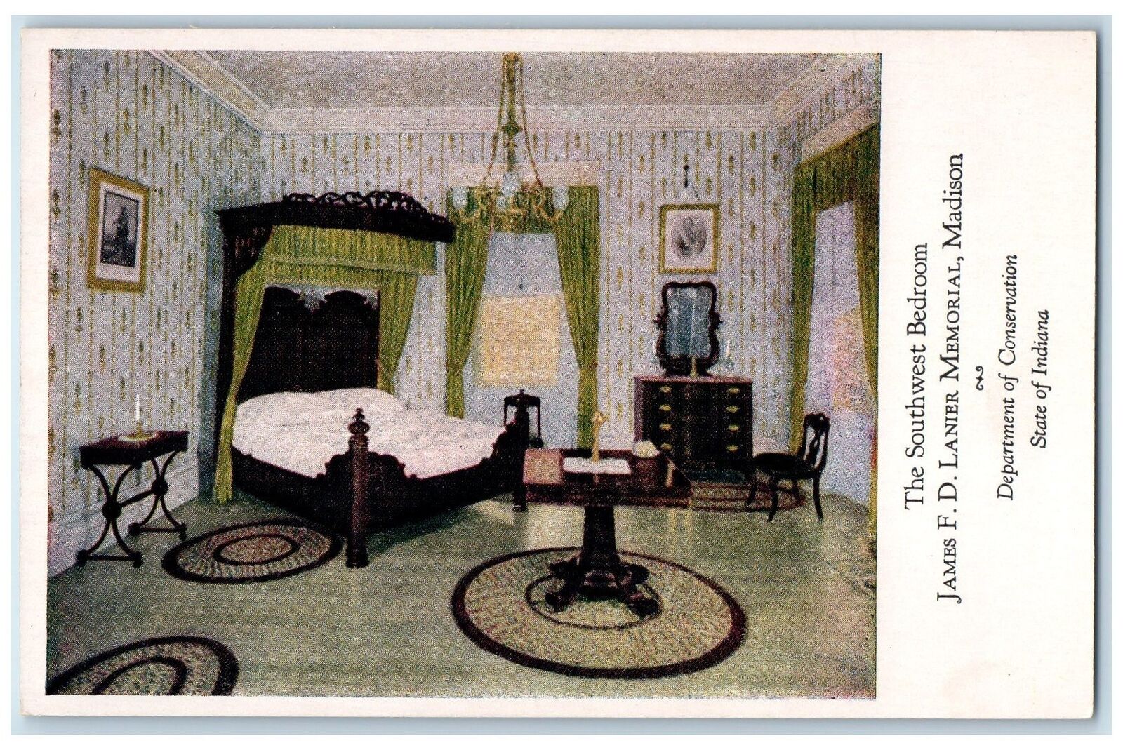 c1920\'s Southwest Bedroom James F. D. Lanier Memorial Madison Indiana Postcard