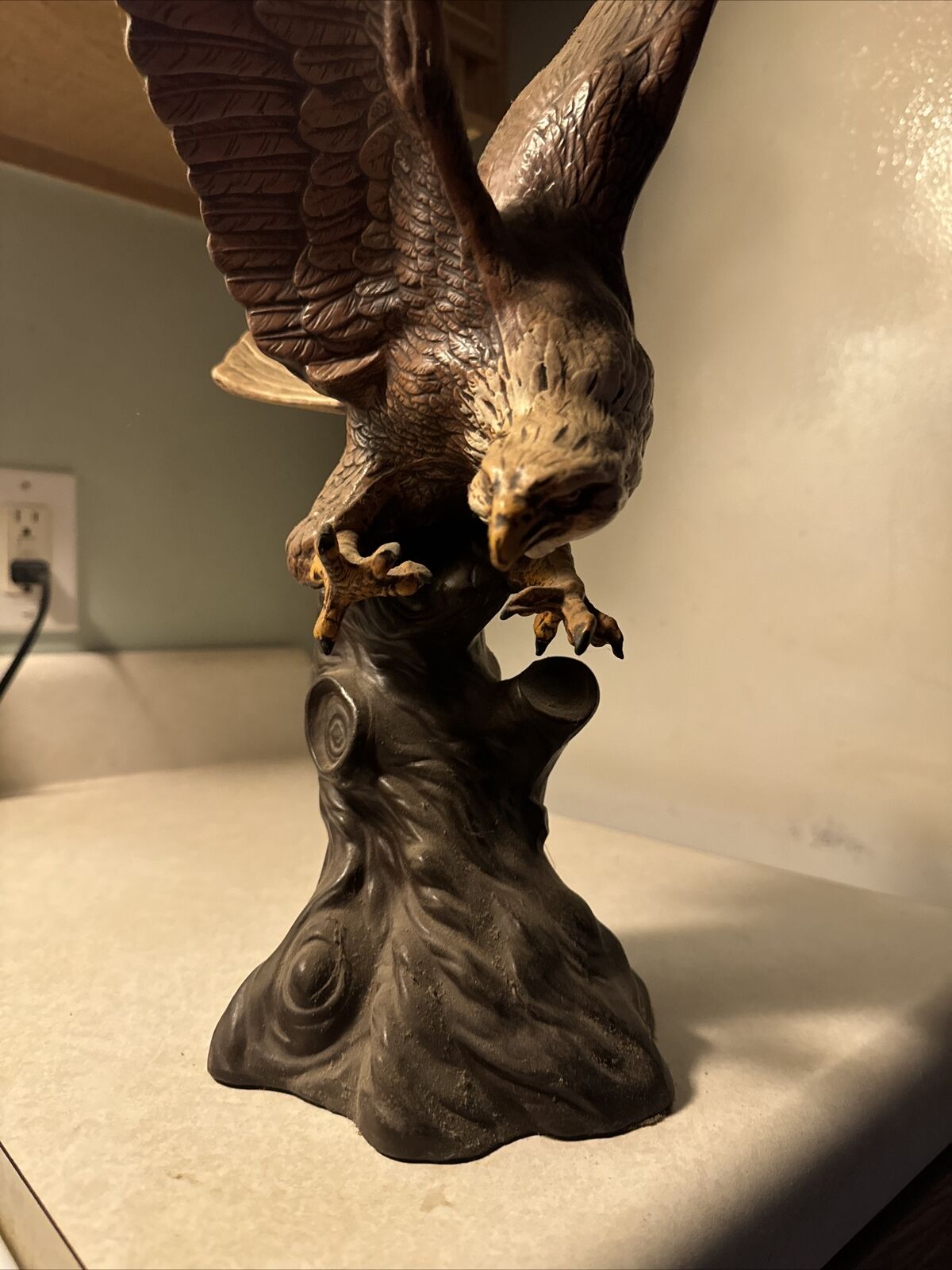 Vintage Unique Antique Bird Figurine Porcelain Golden Eagle 1920