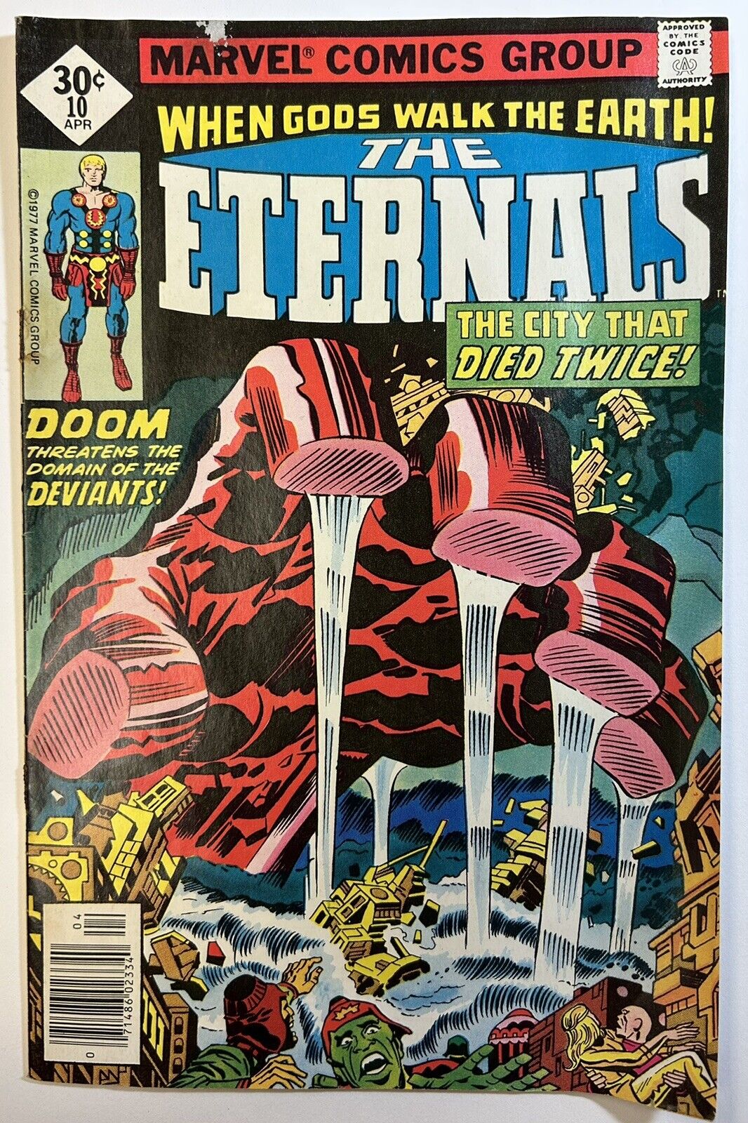 The Eternals #10 April 1977 Marvel Comic Book, The City That Died Twice