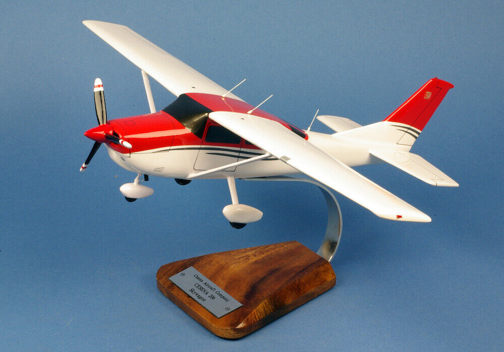 Cessna 206 Stationair Desk Top Display Private Plane Wood Model 1/24 AV Airplane